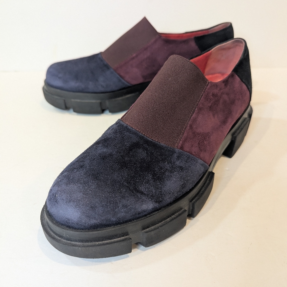Pas De Rouge Platform Multi Color Way Suede Loafer Slip On Clogs Size 9.5